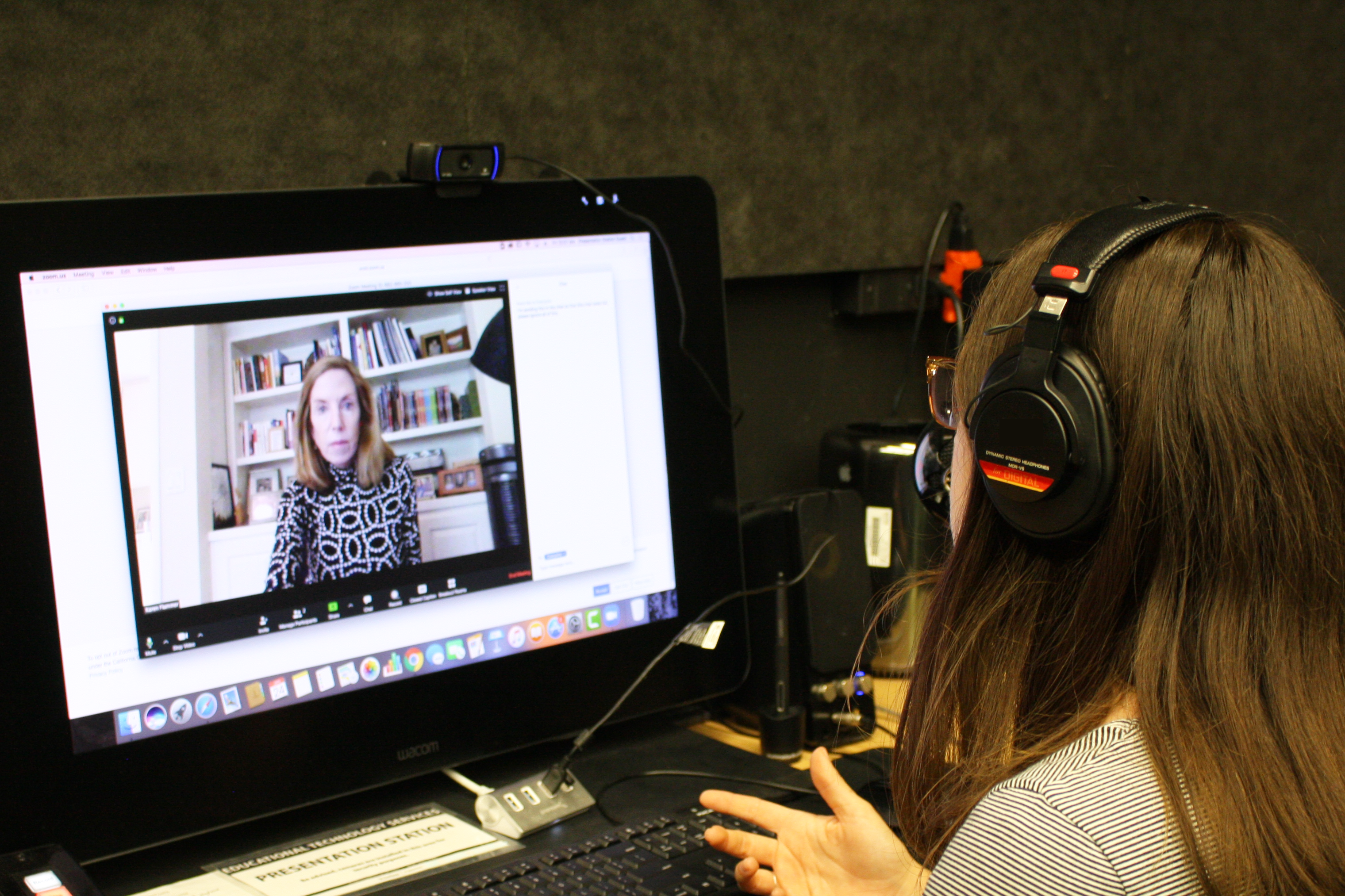 instructor on a video call with a teaching specialist