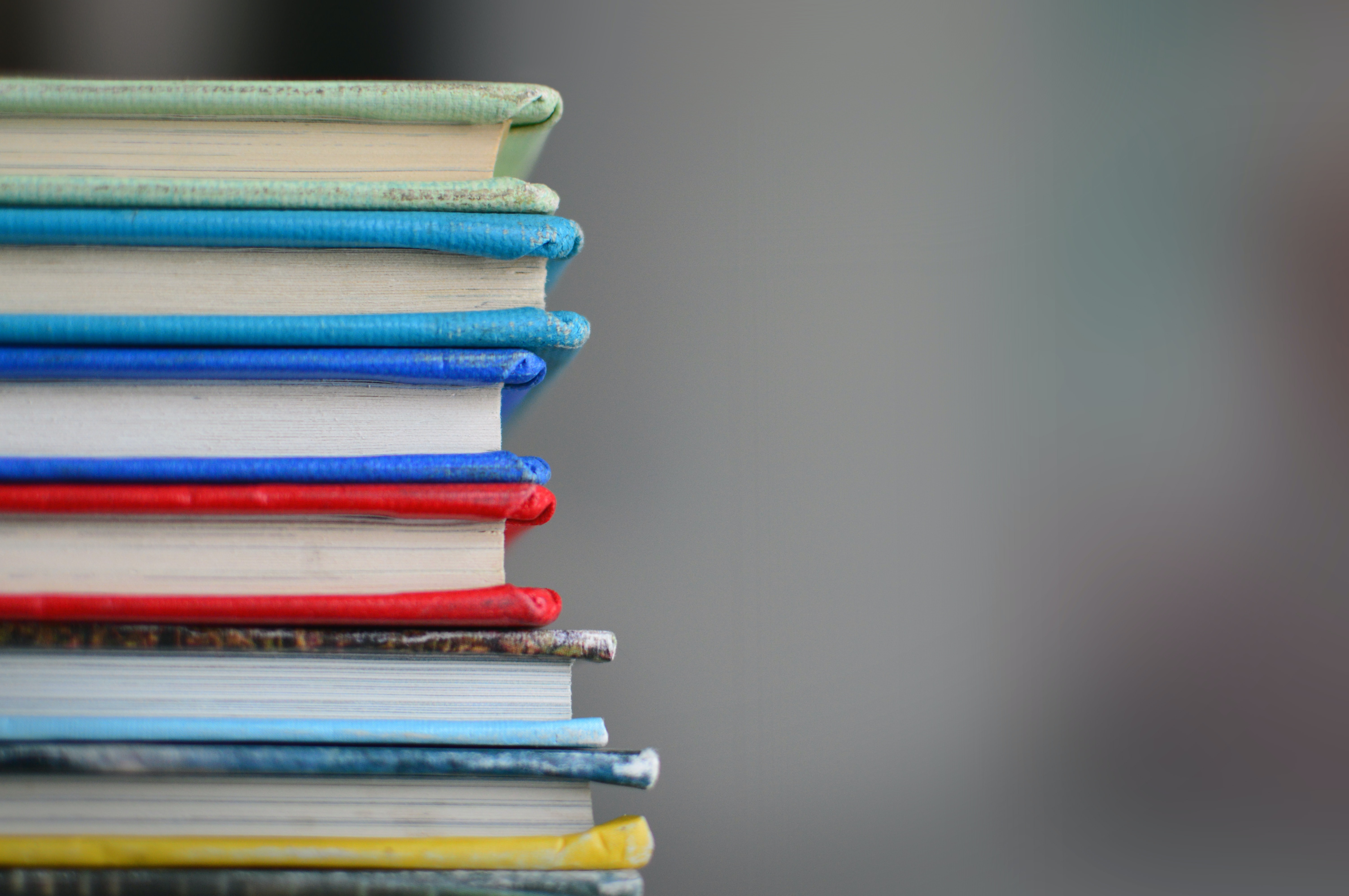 closeup of stacked books