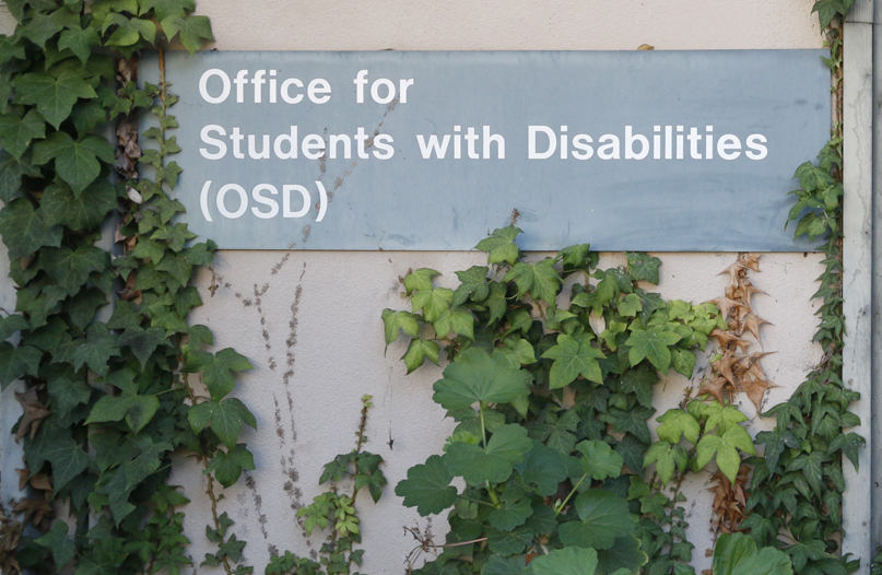 sign on a building wall that reads "Office for Students with Disabilities (OSD)"